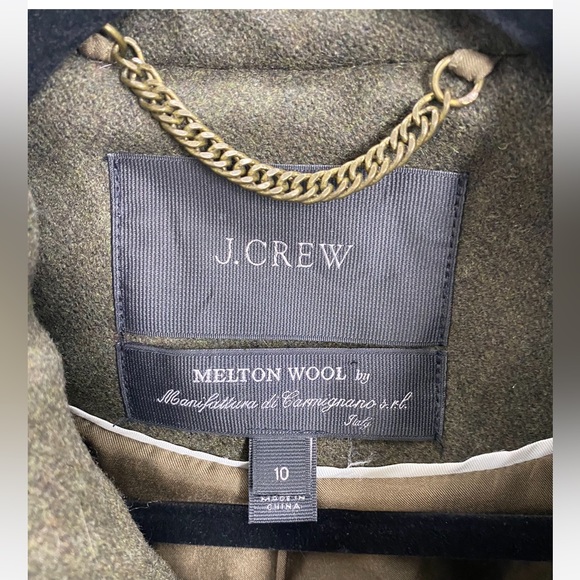 J Crew Melton Wool Toggle Coat Army Green Sz 10 - Picture 3 of 4